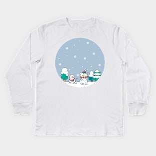 Snowman in Winter Kids Long Sleeve T-Shirt